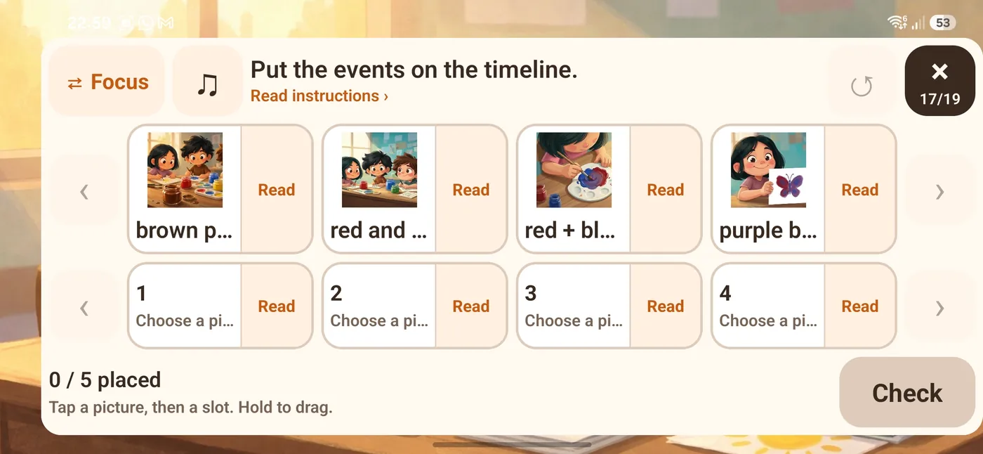 Put the events on the timeline, on the mobile app