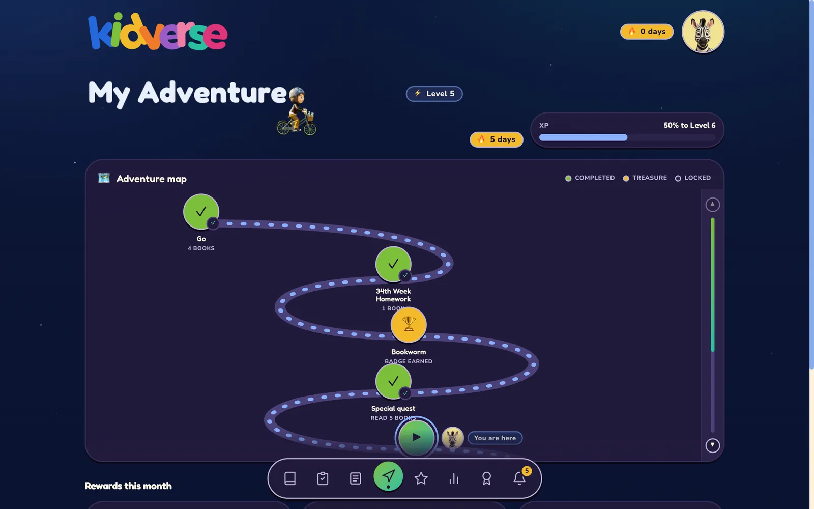 Adventure map showing completed stops and the next one
